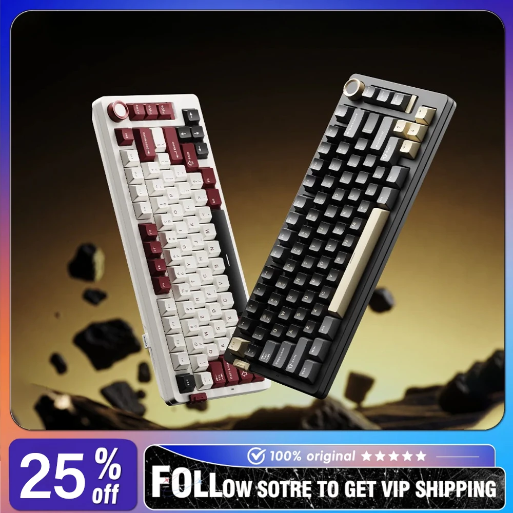 SADES PW75 Tri-mode Mechanical Keyboard Wireless Bluetooth Custom Keyboard Quiet Ergonomic Keyboard for E-sports Gaming/office