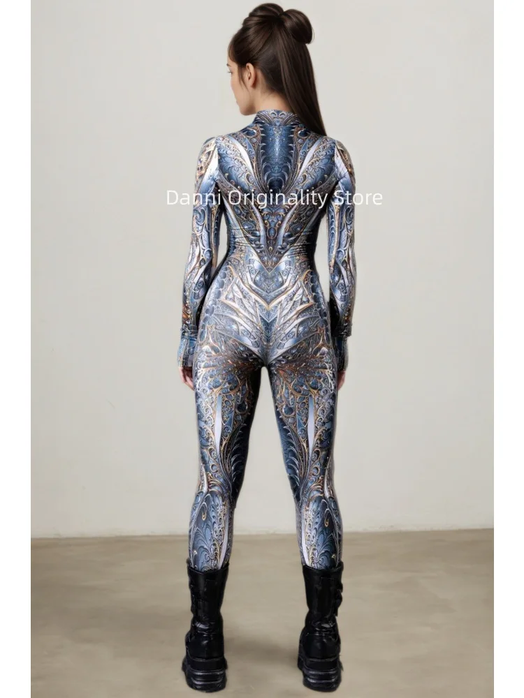 Retro Mechanical Armor 3D Print Bodysuit Couple Cosplay Costume Men Women Gothic Punk Masquerade Party Stage Show Cool Jumpsuit view 2