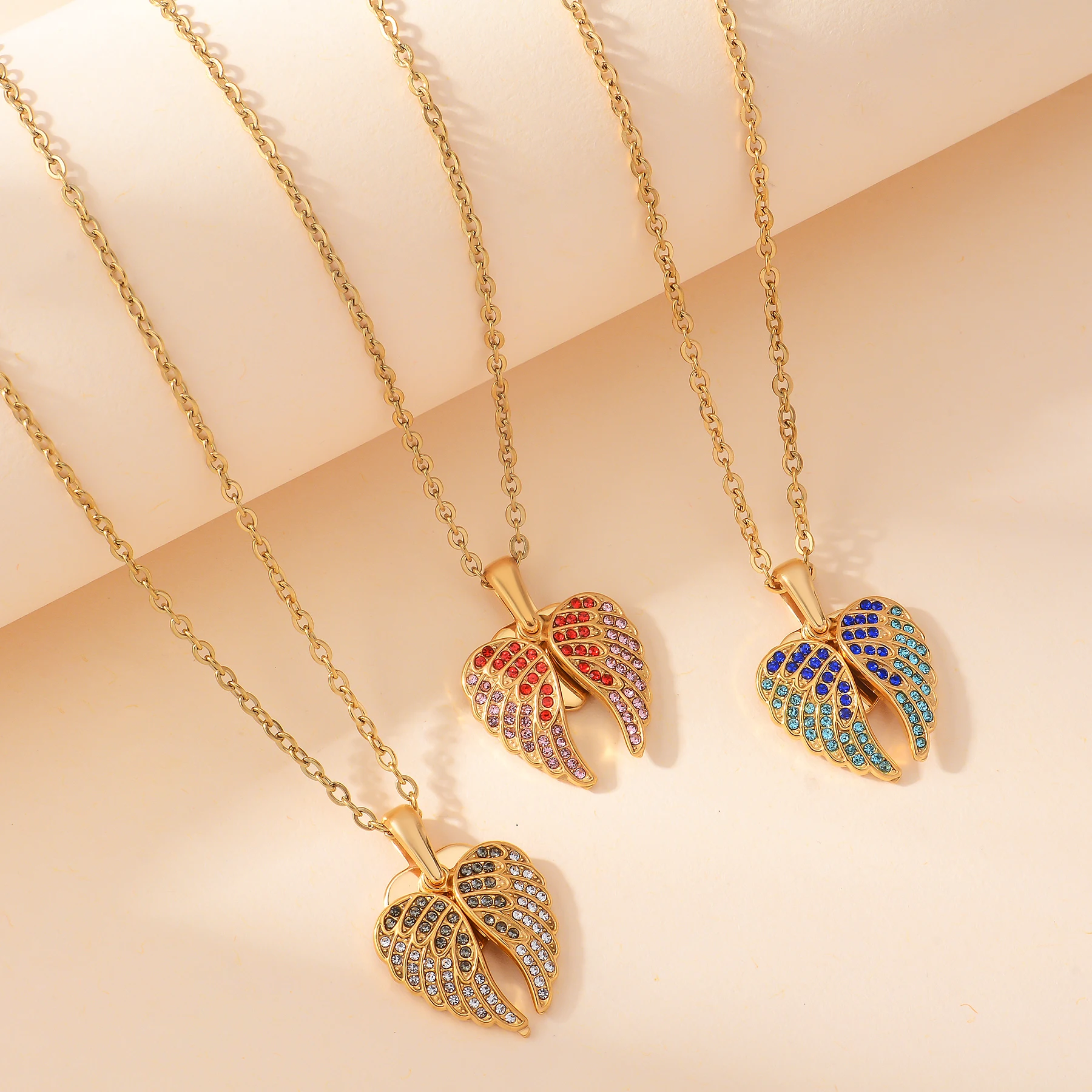Angel Wings Locket Necklace for Women Custom Name Text Heart Stainless Steel Pendant Memorial Jewelry Gift Dropshipping