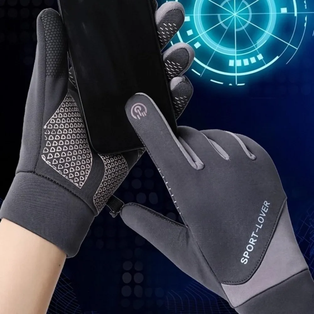 قفازات ركوب الدراجات الشتوية من الصوف الحراري بإبزيم قفل غير قابل للانزلاق قفازات ركوب الدراجات السميكة شاشة تعمل باللمس مقاومة للاهتراء #2
