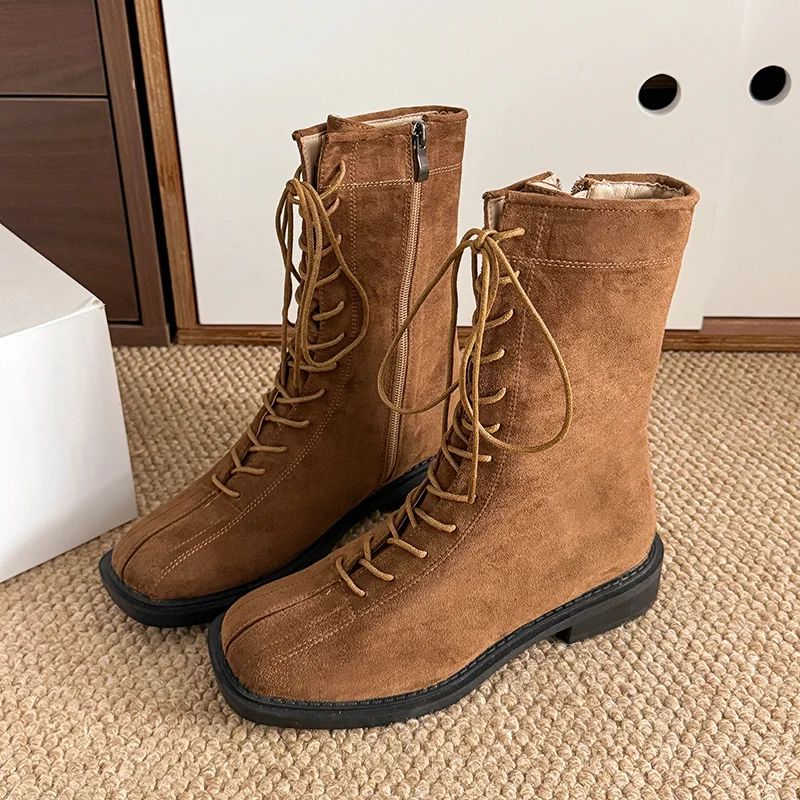 

Ankle Boots for Women's Designer Flats Shoes 2025 Lace Up Gothic Boots New Walking Fashion Chelsea Motorcycle Mujer De Botas