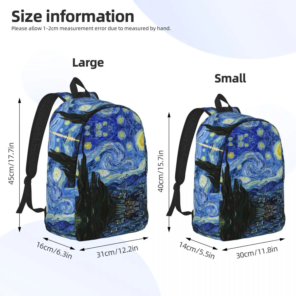 Van Gogh Painting Backpack Men Women Cool Student Hiking Travel Daypack Starry Night Laptop Computer Shoulder Bag Lightweight