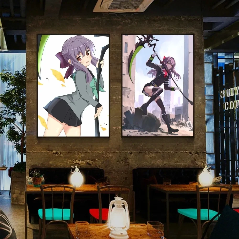 1pc Seraph Of The End Hiiragi Shinoa Anime Poster HD Posters Home Room Bar Cafe Decor Art Wall Painting Picture