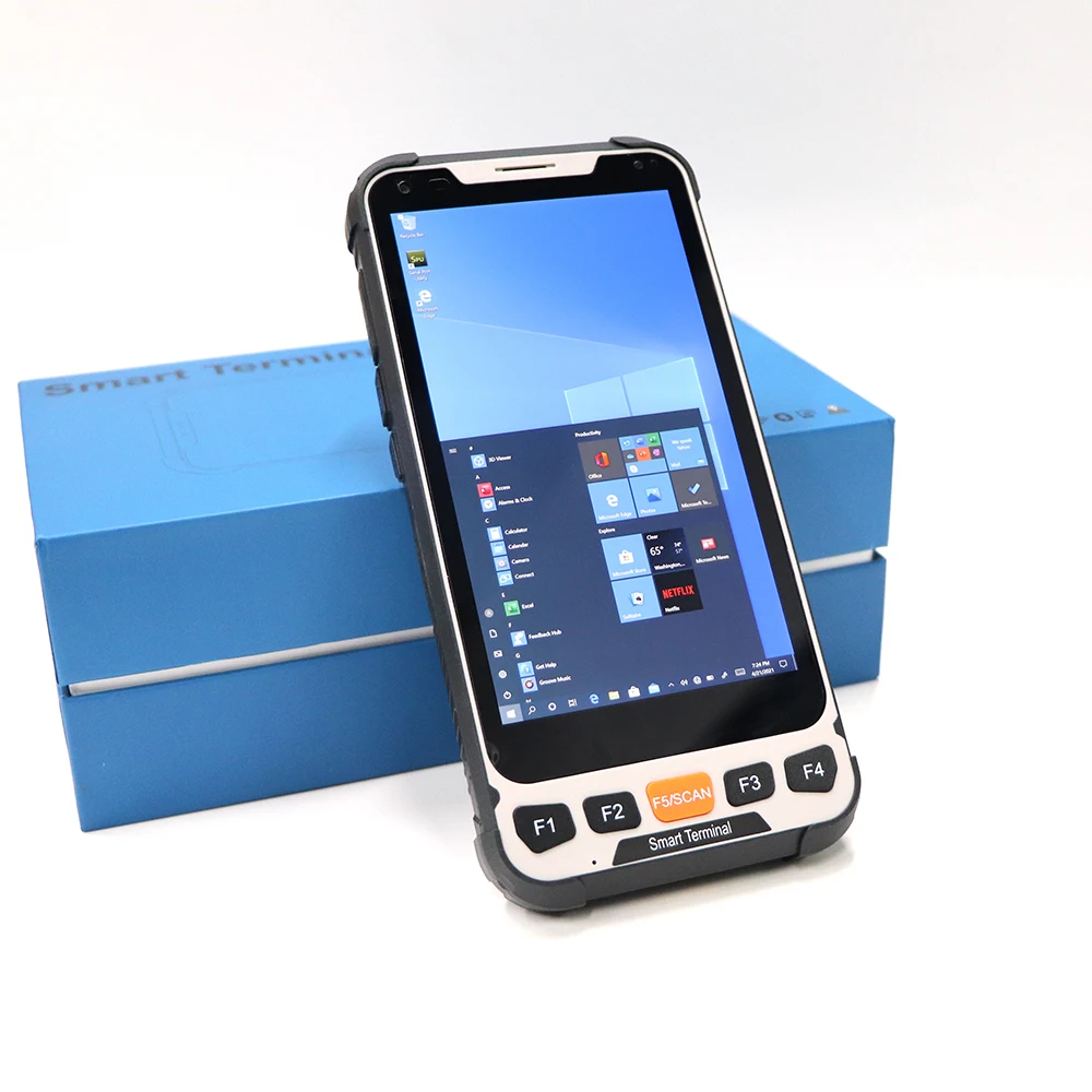 Handheld Terminal PDA Robusto, Coletor de Dados com Barcode Scanner, Disponível com Alça, Base de Carregamento, Windows 10, 5.5"