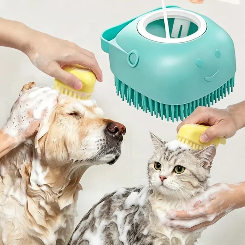 Multifunctional Silicone Pet Bath Brush, Soft Massage Grooming Tool, Safe Cleaning Accessory for Dogs & Cats