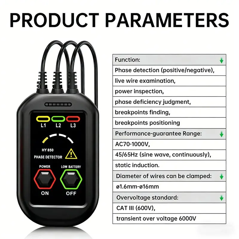 ABKL-Non-Contact Phase Sequence Detector Motor Rotation Finder AC70-1000V
