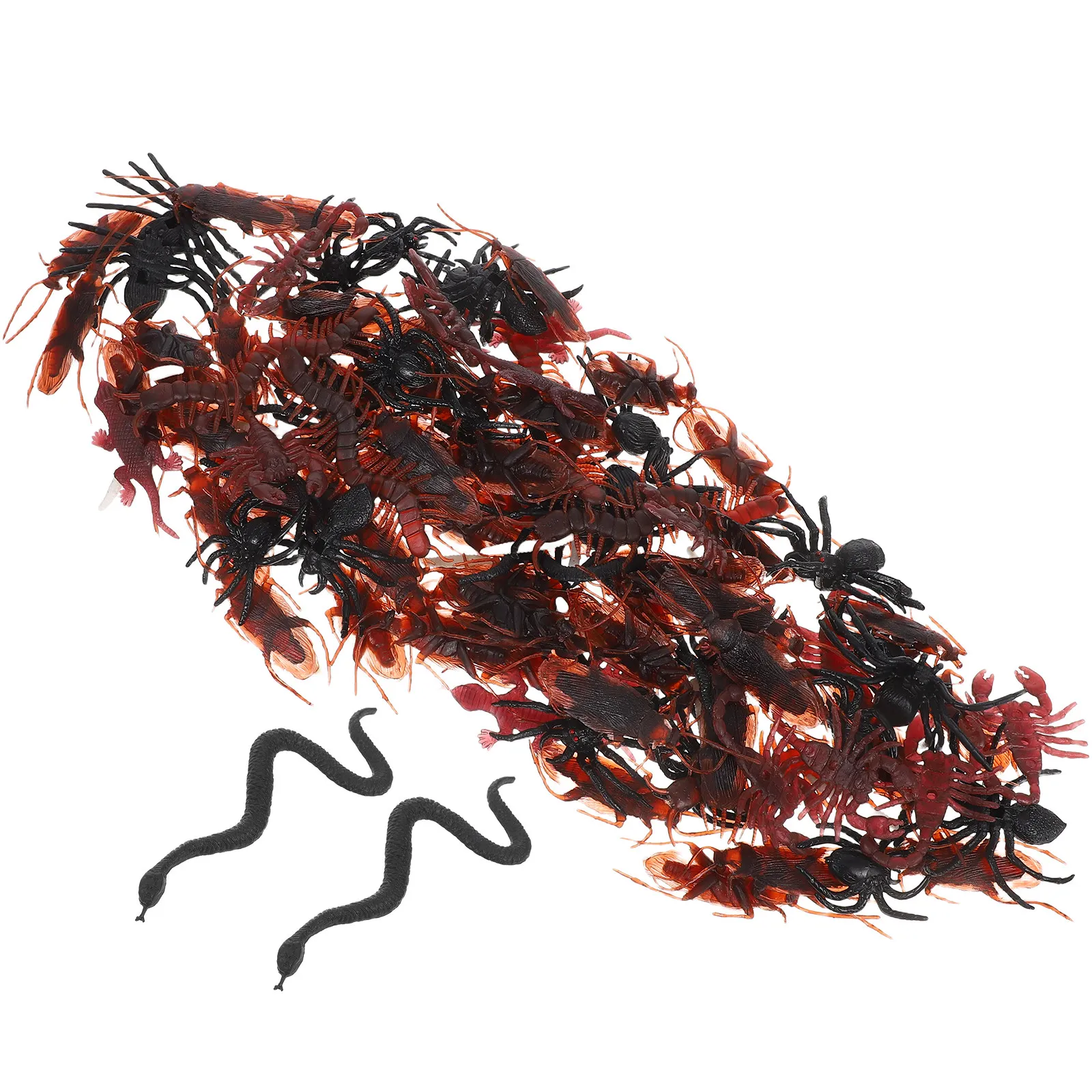 

148 шт. Искусственные пауки, змеи, тараканы для декораций на Хэллоуин, пугающие поддельные животные для вечеринок, дома ужасов, на 1 апреля