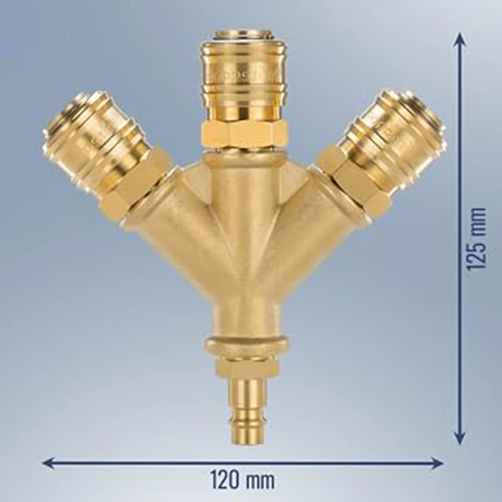 Compressed Air Distribution Block with Three Independent Quick Connect Outlets and Check Valve for Workshop Efficiency
