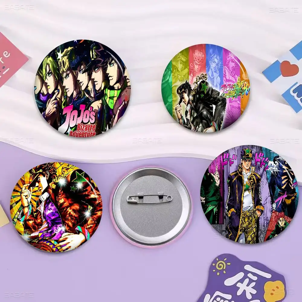 Anime J-JoJo's Bizarre Adventure Round Button Pins Slogan Creative Brooches Backpack Clothes Decoration Fashion Cartoon Gifts