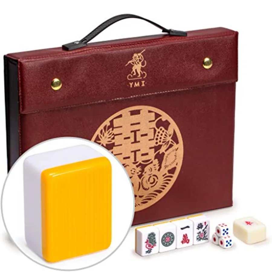 Chinese Mahjong Set Rouge Prestige 146 Medium Tiles, Professional Set for Chinese-Style Play