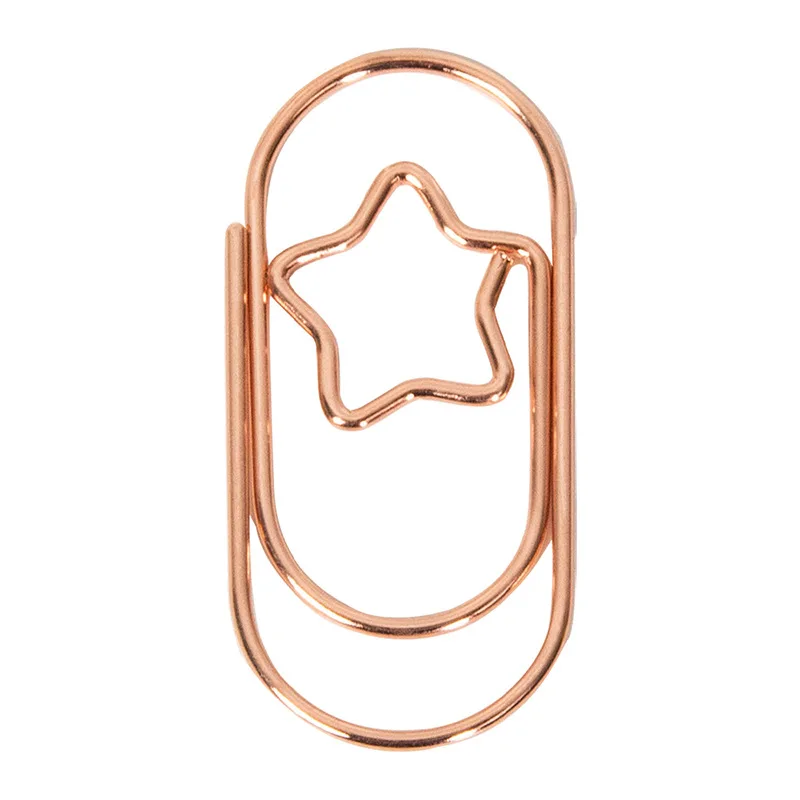 Cute Mini Shape Paperclip Metal Bookmark Colorful Curved Pin Message Folder Book Page Folder Rose Gold Paper Clips