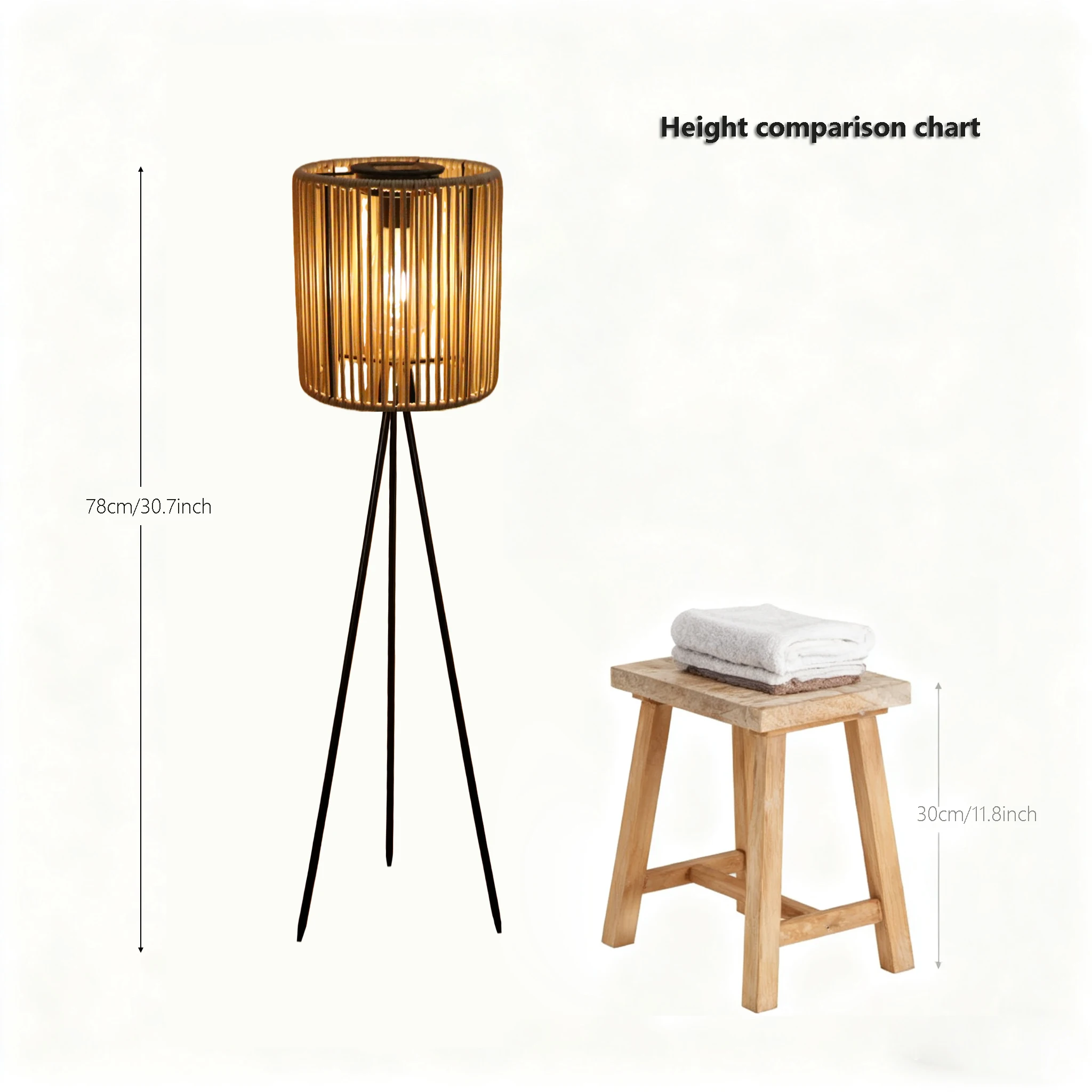 قطعة واحدة من مصباح قائم مصنوع يدويًا من الروطان يعمل بالطاقة الشمسية، فانوس ثلاثي القوائم معدني يعمل بالطاقة الشمسية من الروطان، فانوس شموع قائم على الأرض، مثالي كهدية لعيد الميلاد كهدية لعيد الميلاد، يمكن أن يضيفها مع عناصر ديكورًا طبيعية ومريحة في المناطق الداخلي/المنخفضة #4