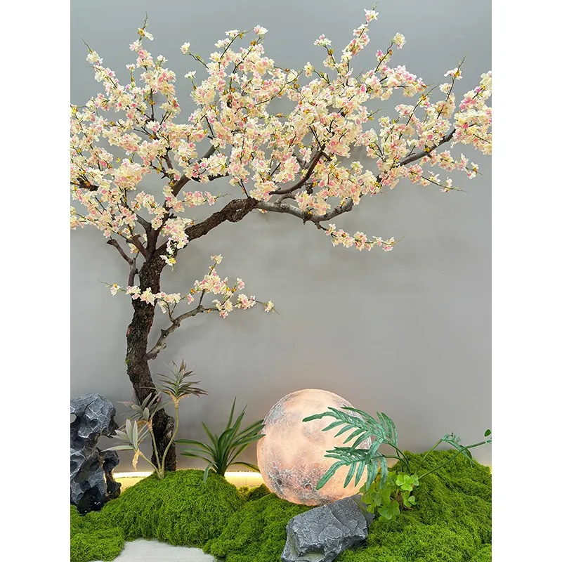 Simulation apricot blossom peach blossom tree hotel shopping mall window interior landscaping under stairs fake plant decoration