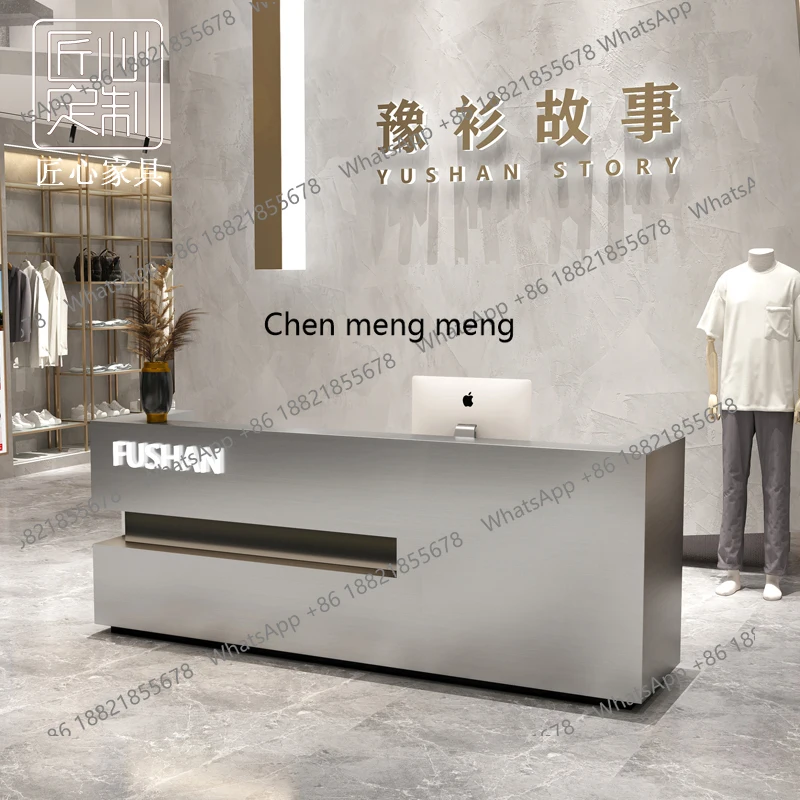 Prosta kasa ze stali nierdzewnej Nowoczesny sklep odzieżowy Mała lada Restauracja Recepcja