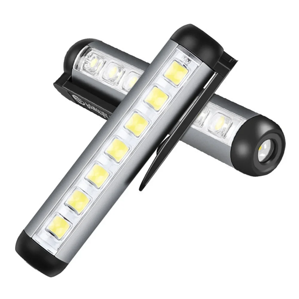 Mini przenośna latarka LED ładowana przez USB lampa kempingowa światło awaryjne regulowana latarka w kształcie długopisu wodoodporna latarka