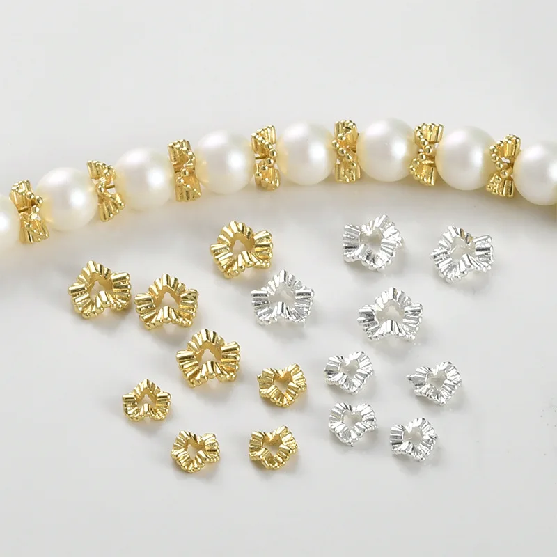 Plated 14k Gold Thick Silver Color Retention Wavy Pleated Disc Bead Spacer Handmade DIY Beaded Bracelet Necklace Accessories