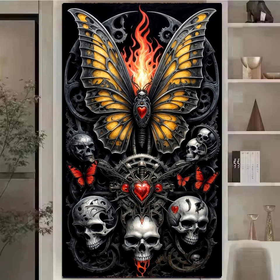 

Butterfly And Skull DIY 5D Diamond Painting New 2026 Full Square Round Drill Mosaic Diamond Art Embroidery For Home Decor Gift