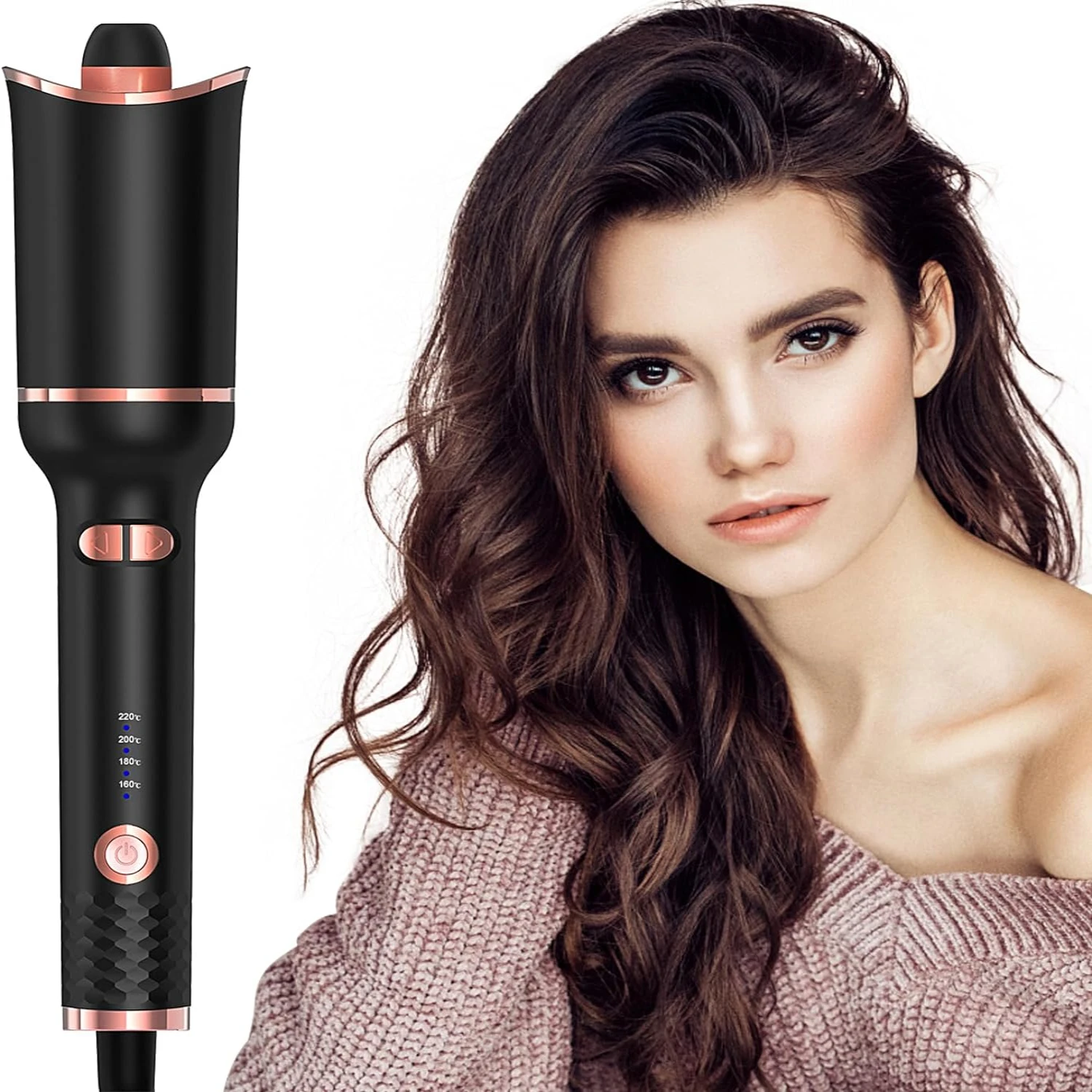 Effortless Ceramic Ionic Hair Curling Iron for Perfect Curls Every Time with Smart Anti-Stuck and Auto Rotating Features Include