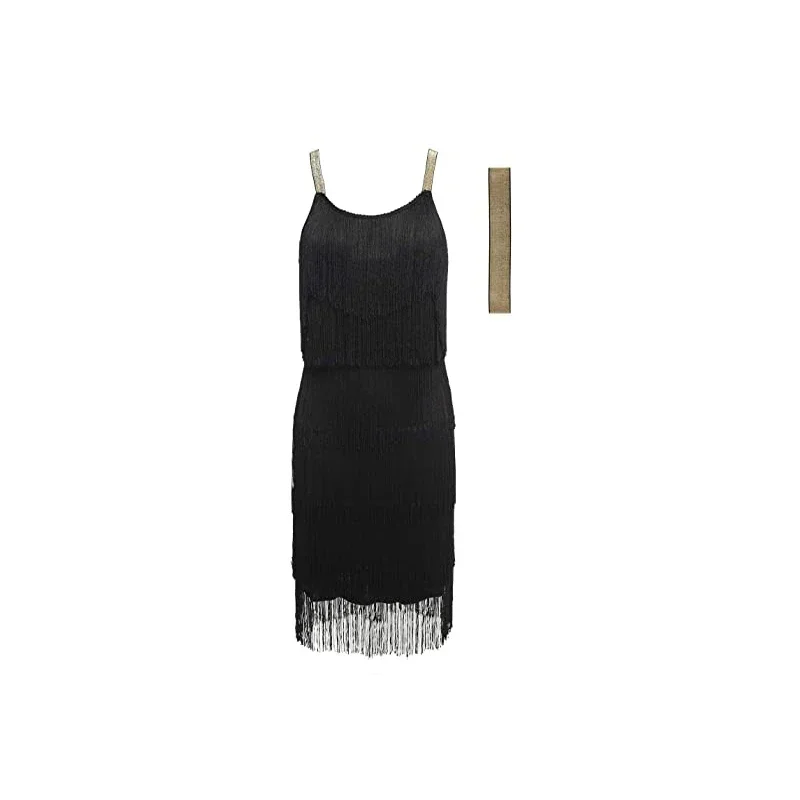 Women Roaring 20's Flapper Dress Gatsby Cocktail Fringe Halloween Cosplay Dress With Headband 1920s Party Costumes S-3XL