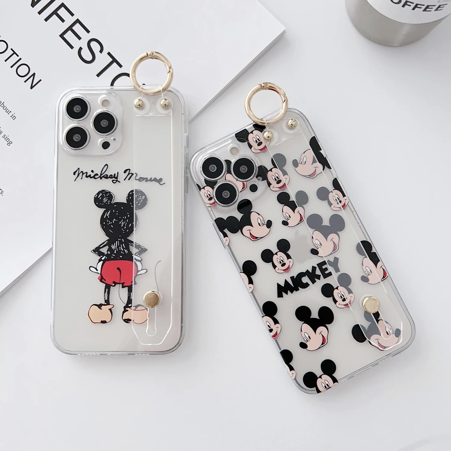 Mickey For Huawei Honor 20 X20 X20SE 30 30i V20 30 X40 8x 9x X8 9x X9A 10 X10 V40 Play3 4 Pro Phone Case Wrist Strap Holder