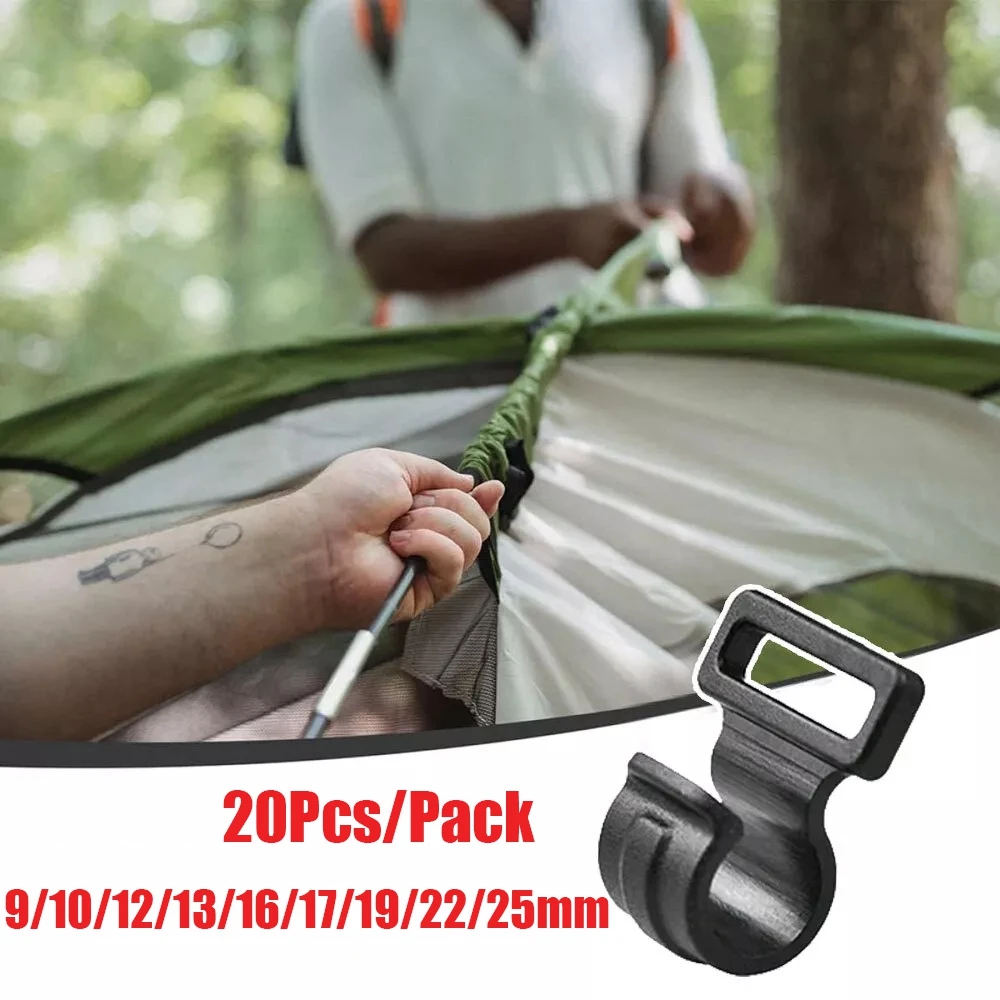 20pcs Camping Clamp Sunshade Tent Suspension Hooks Outdoor Caravan Awning Tent Pole Frame Inner G Clips