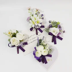 Boutonniere And Wrist Corsage Wedding Supplies Wedding Flower Art Simulation Flower Business Celebration Opening Guests 401