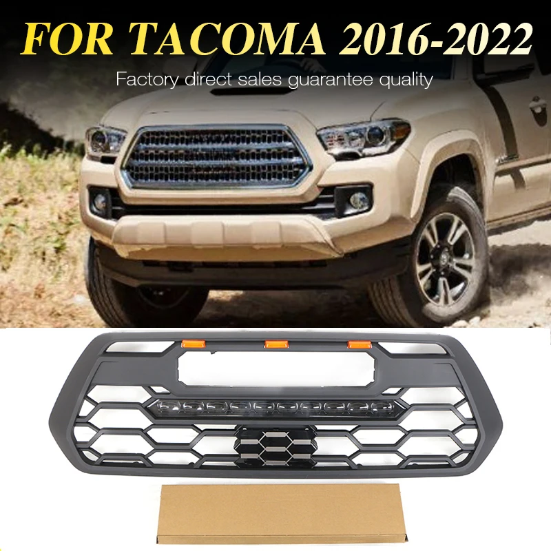 

Front Grill With Light Bar TRD Style Auto Parts Racing Grill Fits For 2016-2022 Toyota Tacoma Grill