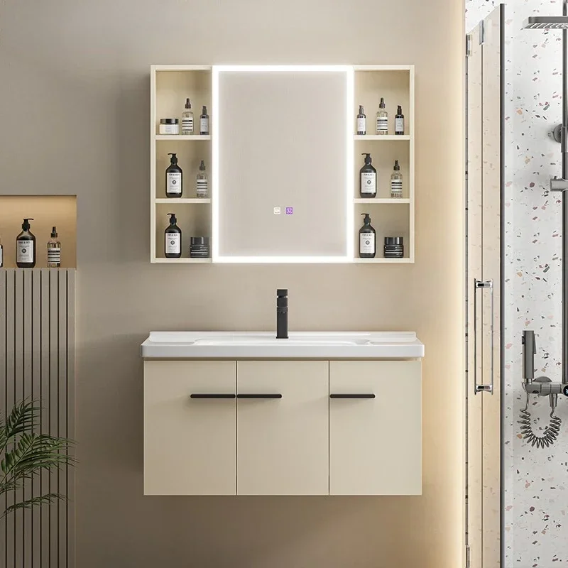 

Thickened Aluminum Bathroom Cabinets Ceramic Washbasin With Smart Mirror Cabinet Bathroom schrank Cabinet Bathroom Furniture