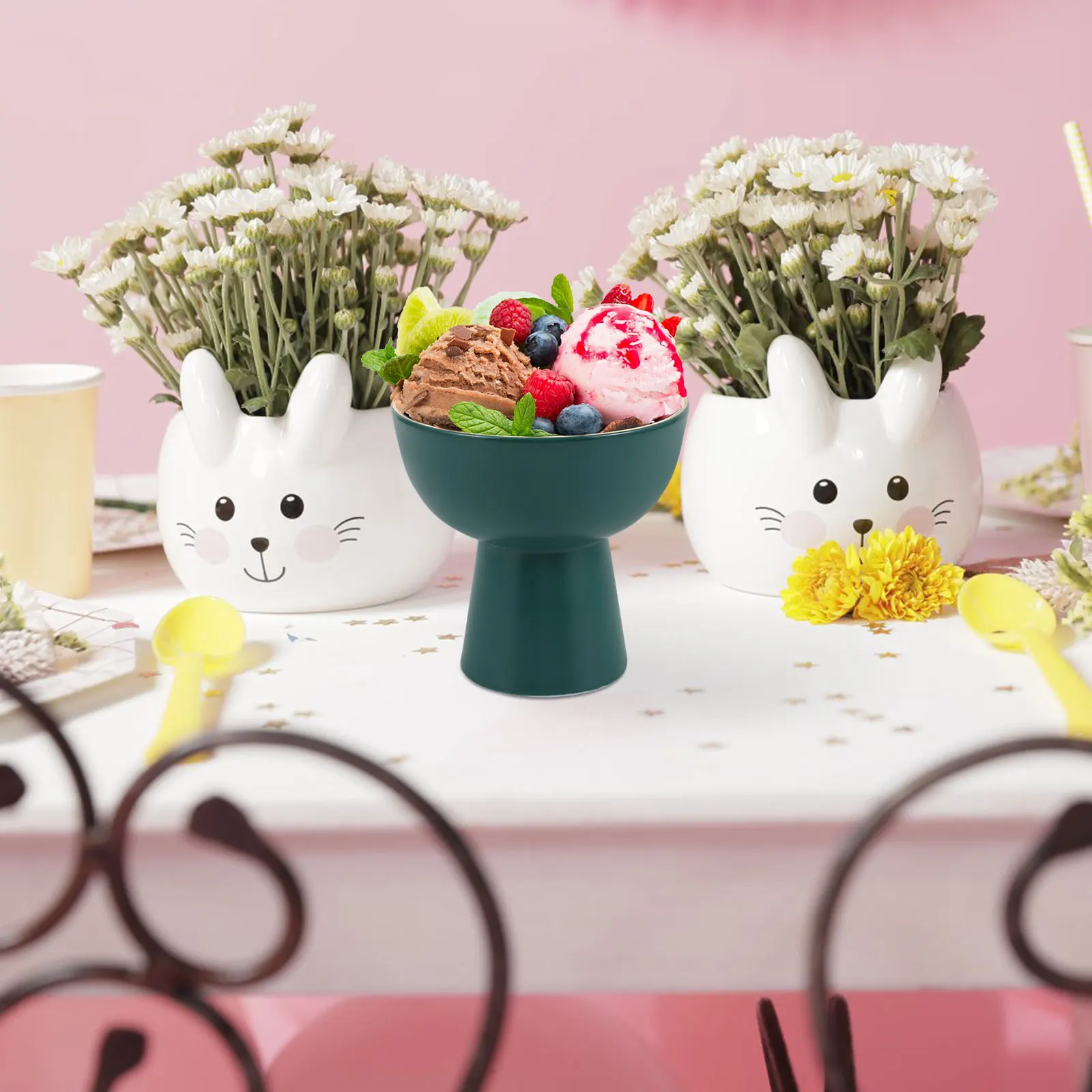 

Ceramic Footed Dessert Cup Ice Cream Bowl for Yogurt Pudding Serving Bowl Practical Use Footed Dessert Cup