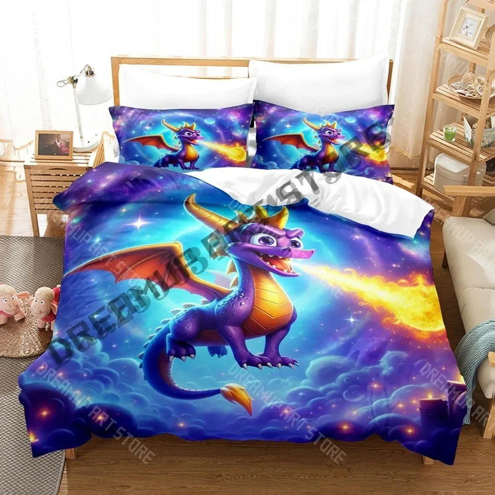 2026 3D Print Spyro Reignited Trilogy Cartoon Game Bedding Set Single Twin Full Queen King Size Bed Set Adult Bedroom Duvetcover