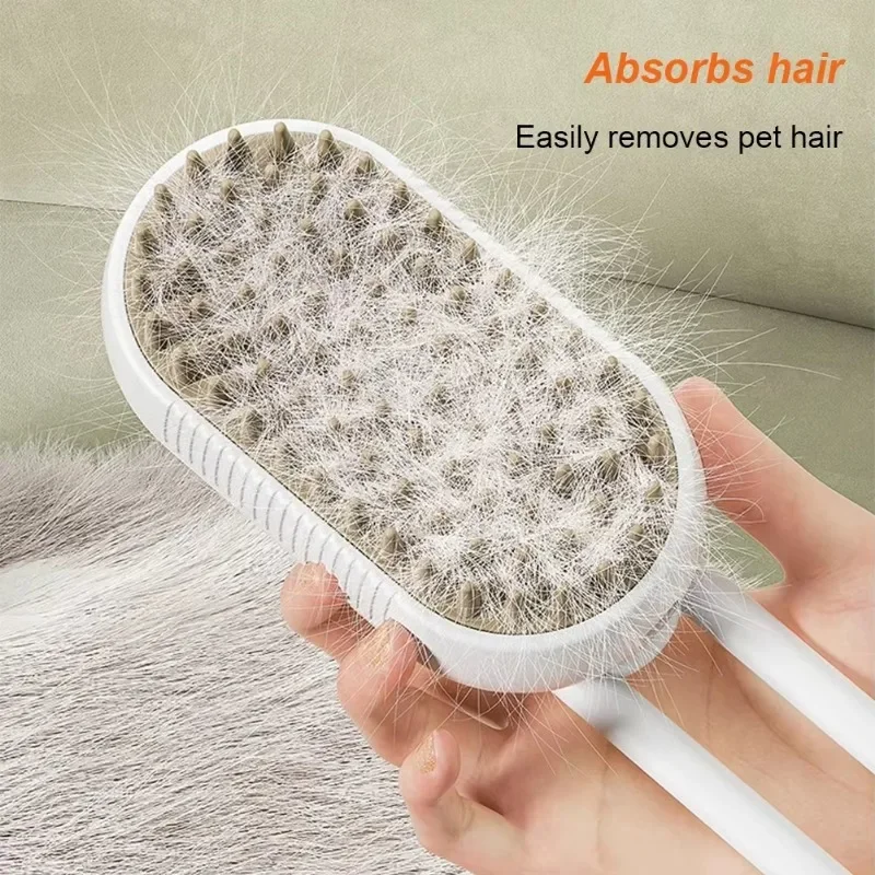 Brosse à Vapeur Électrique 3 en 1 pour Chat et Chien, Peigne de Énergie et de Toilettage pour Animaux de Compagnie