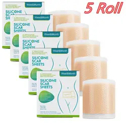 5 Roll Silicone Scar Sheets Skin Repair Patch Removal Self-Adhesive Stretch Mark Tape Therapy Patch Burn Acne Scar Skin Care