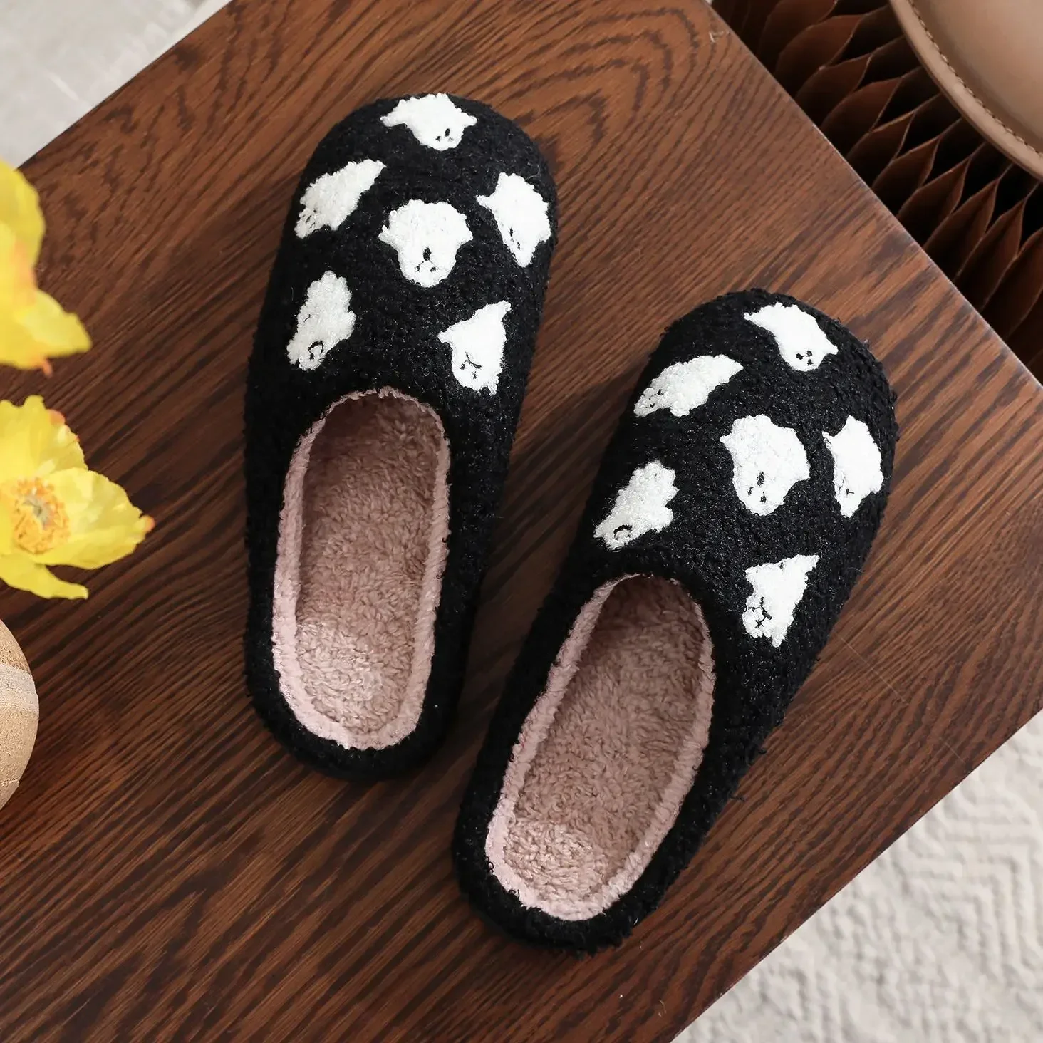 Halloween Ghost Cotton Slippers Home Flat Indoor Scream Slipper Non-slip Thickened Shoes Women Men Skull Slippers Halloween Gift