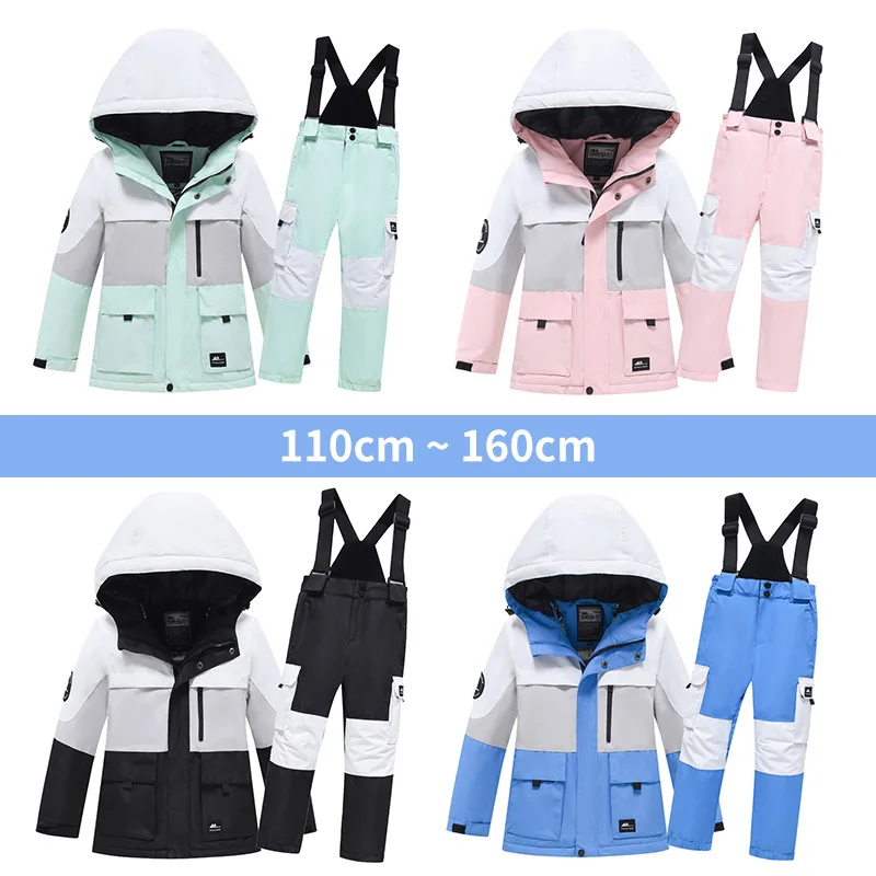 -30℃ Children's ski suit snow cross-country 110-160cm 5 6 7 8 9 10 11 12 13 14 15 years boys girls Off road Warm waterproof