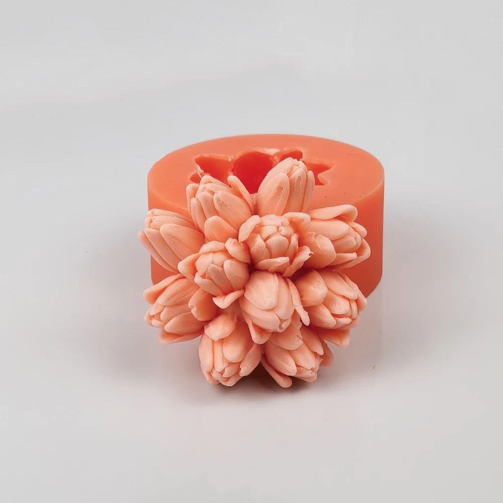 PRZY Bouquet Flower Mold Silicone Tulips, Cymbidium Flower Decoration Plant Soap Molds Flower Ball Candle Moulds Making Clay