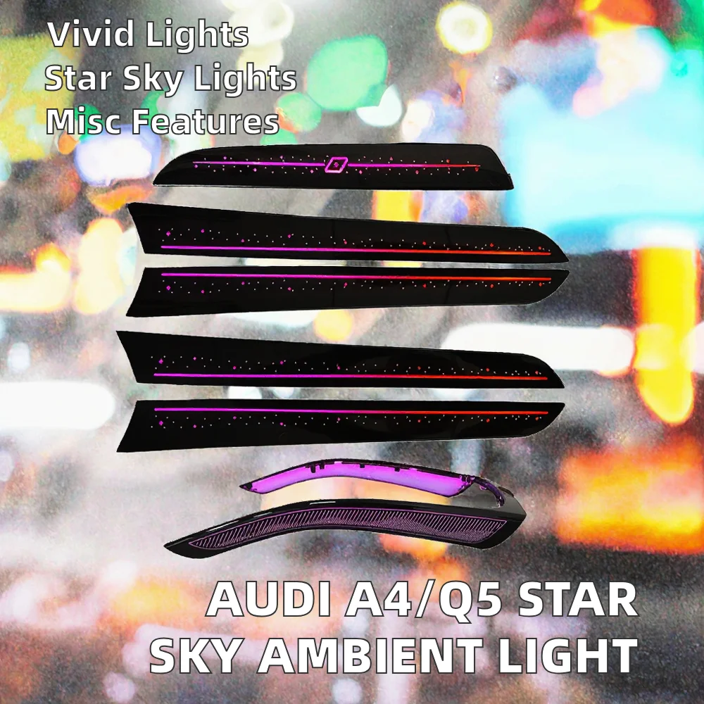64 Colors Star Sky Ambient Light for  A4 B8 Q5 2010-2017 Atmosphere Lamps Rainbow Dynamic Symphony Auto Interior Lighting