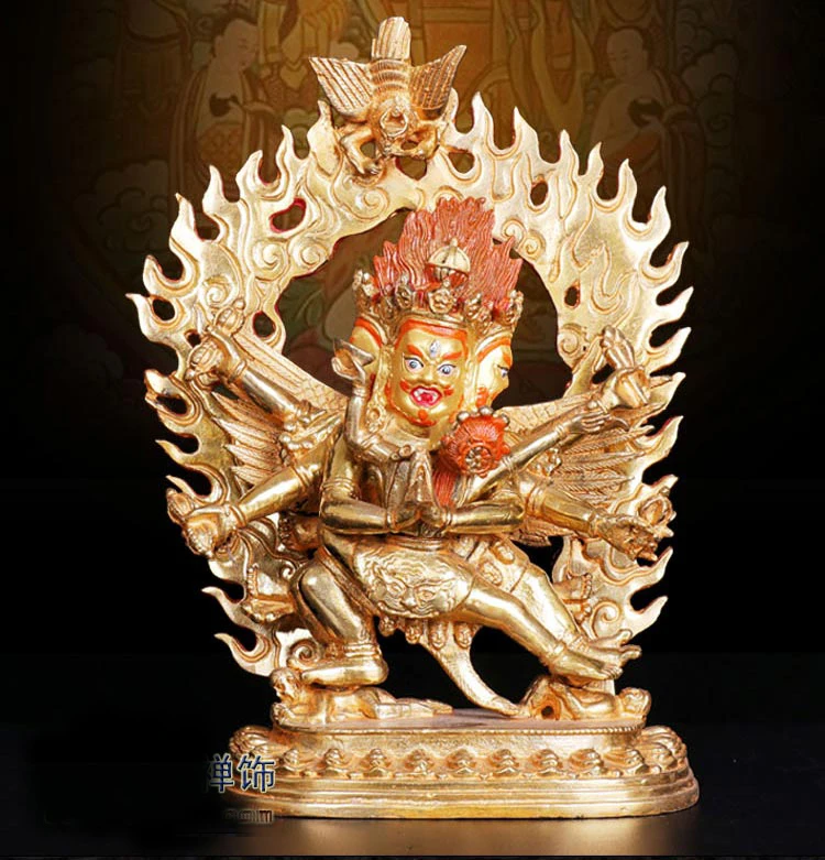 Temple 25cm large# GOOD Buddha # bless family home efficacious Buddhist Ba Jin just vajra gilding statue