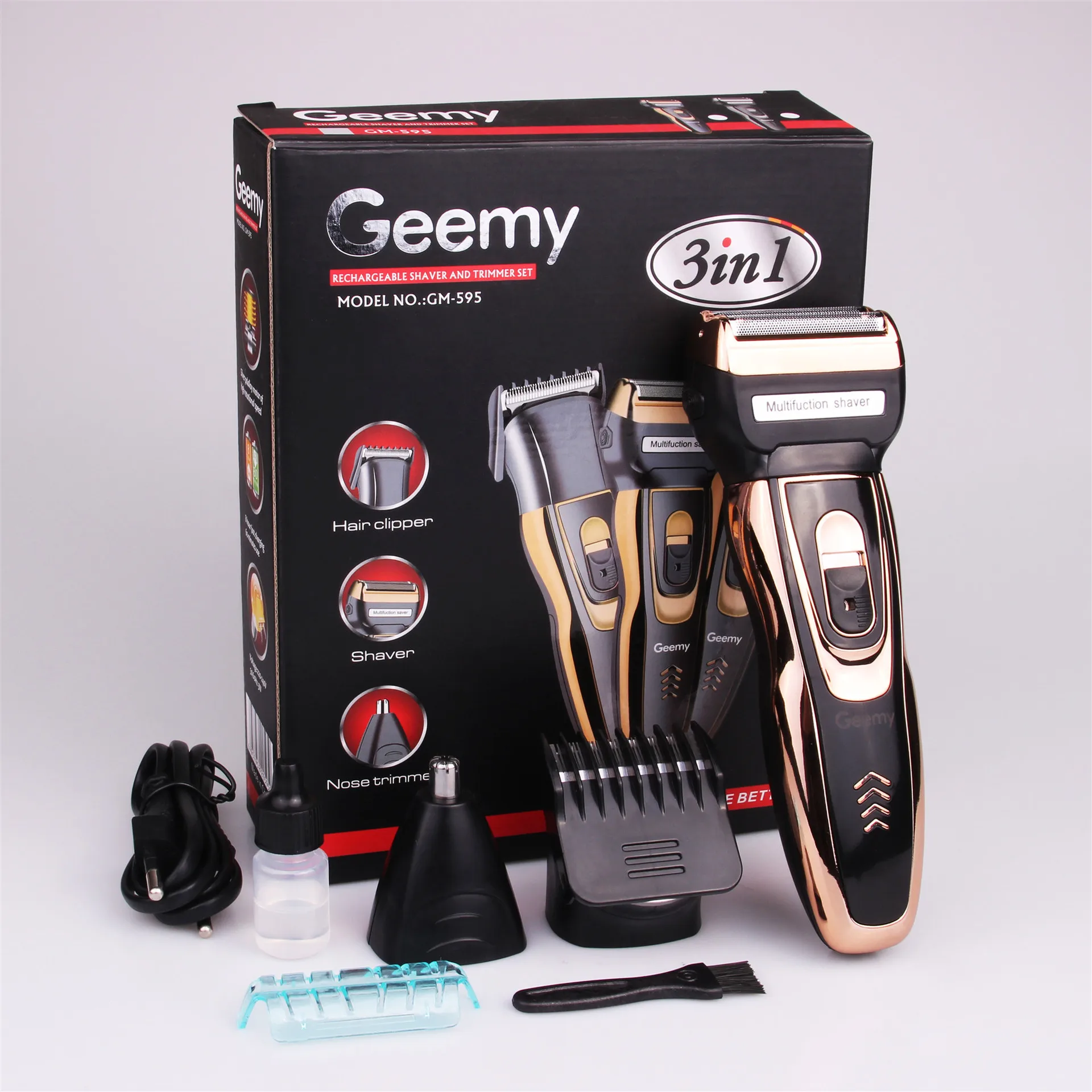 Geemy-595 Profissional Aparador De Pêlos Para Homens, Barba Clipper, Navalha Elétrica, Máquina De Corte, Haircut Shaver