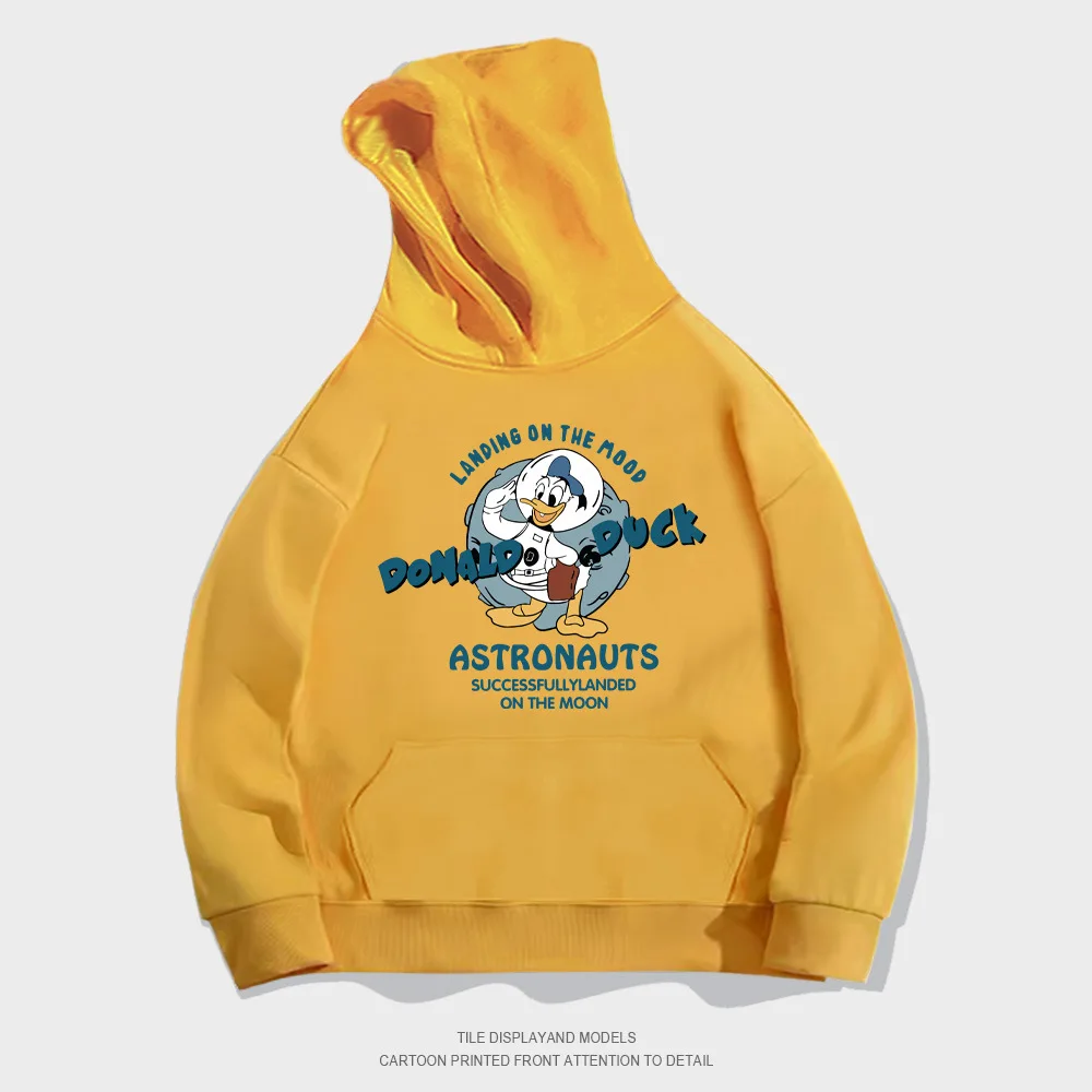 Disney Sweater Cartoon Anime Hooded Sweater Men and Women Spring and Autumn 2022 Loose Version Mickey Donald Duck Print Top