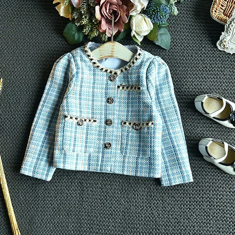 Fall Kids Clothing Girls Outfits Girls Suit 2022 Spring Autumn Long-sleeved Plaid Top +skirt Two-piece Sets Wholesale Clothing