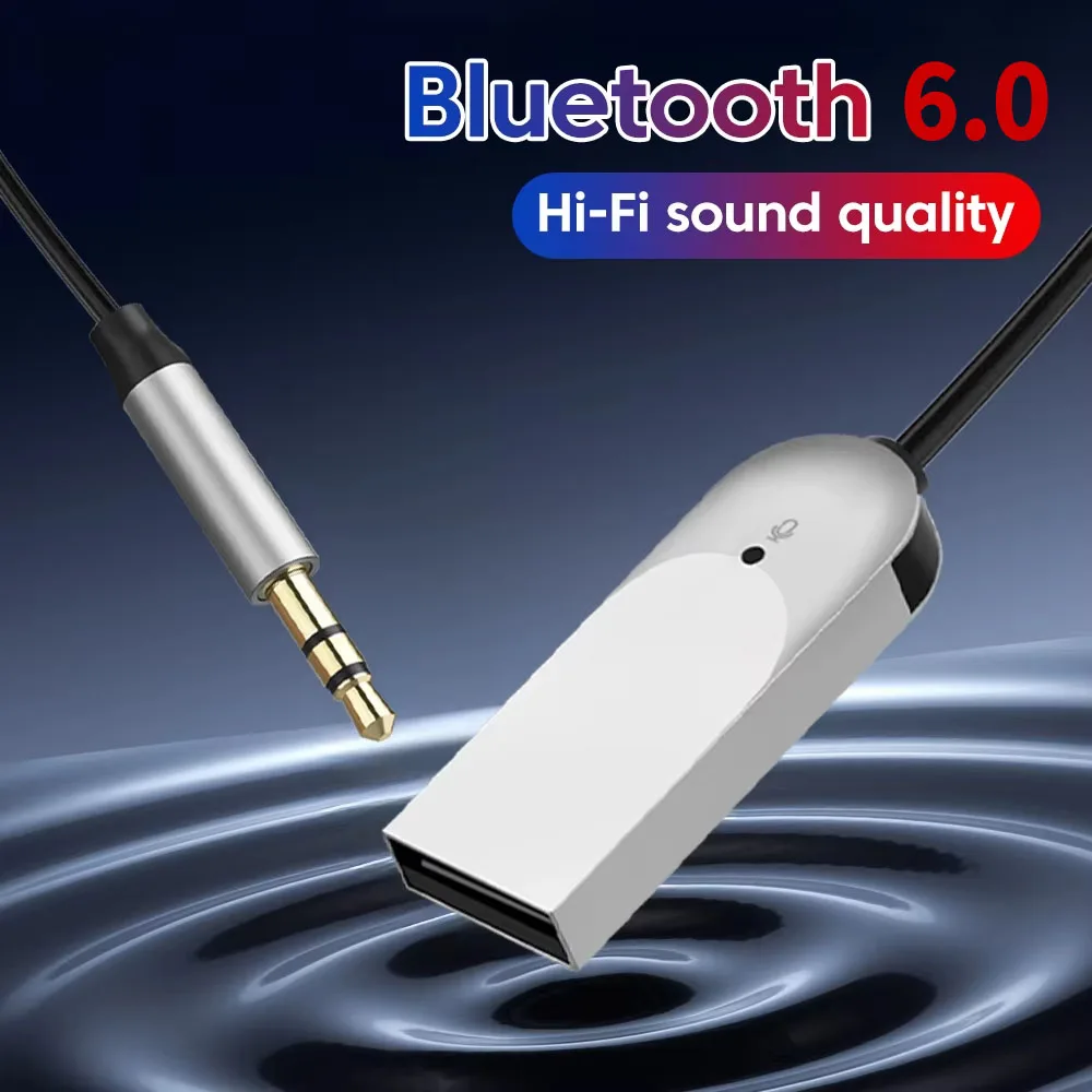 بلوتوث 6.0 استقبال الصوت ستيريو دونغل USB إلى 3.5 مللي متر AUX جاك سيارة محول لاسلكي يدوي لمجموعة السيارة المتكلم مكبر للصوت