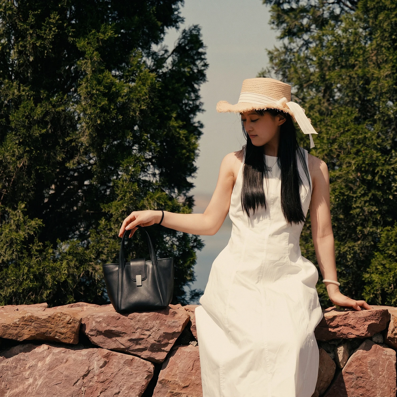 本革トートバッグ レディース ヴィンテージ トップハンドル  - Structured Handbag Top Handle のレビューと価格