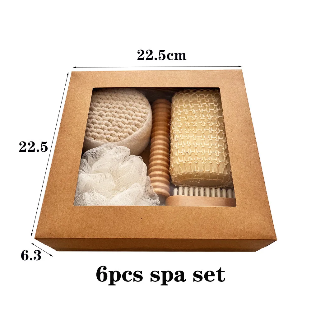

6/7pcs Bath Set SPA Scrubbing Towel Bath Brush Foot Grinding Stone Sisal Bath Flower Set Holiday Gift Box Bathroom Accessories