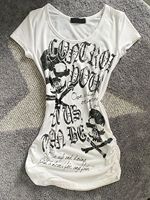 Punk Vintage Skeleton T Shirt Women Clothes Streetwear Gothic Grunge White Tees Sexy Summer Emo Aesthetic Short Sleeve Y2k Top
