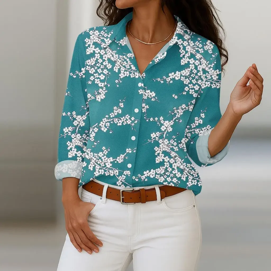 Women's 3D Printed Vintage Paisley Print Polyester Long Sleeve Shirt Spring and Autumn Fashion Casual Daily Wear Lapel 3D Shirt