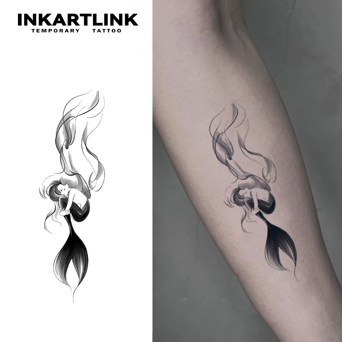 Mermaid Temporary Tattoo,Lasts To 15 Days New Technology Magic Waterproof Semi Permanent Sticker.