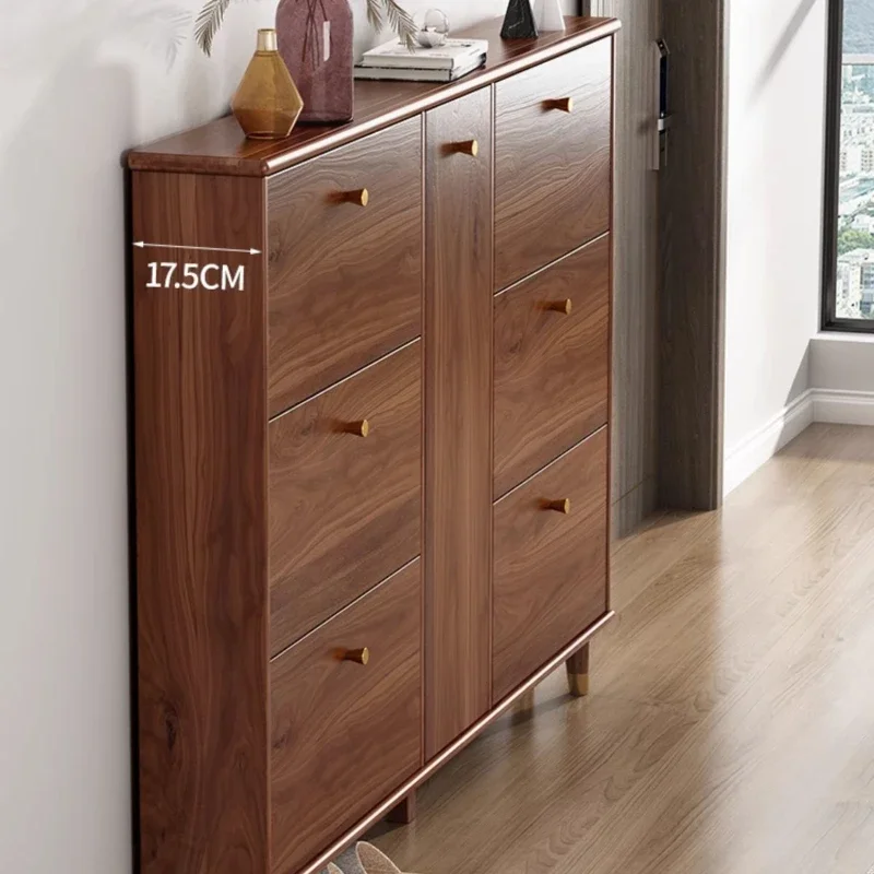 تصميم خزانة الأحذية الخشبية قوية عمودية جميلة غرفة المعيشة رف الأحذية المنظم توفير المساحة Schoenen Kast أثاث المنزل #4