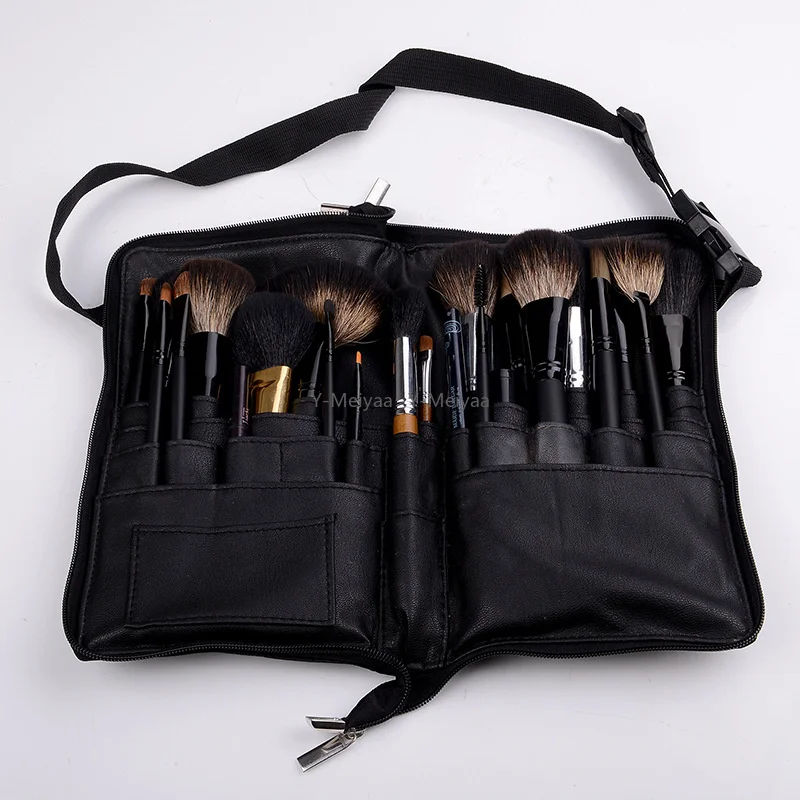 Multi-function Large Capacity 1PC PU Makeup Brush Bag With Zipper Belt Cosmetic Bag For Professional Makeup Artist Storage Bag