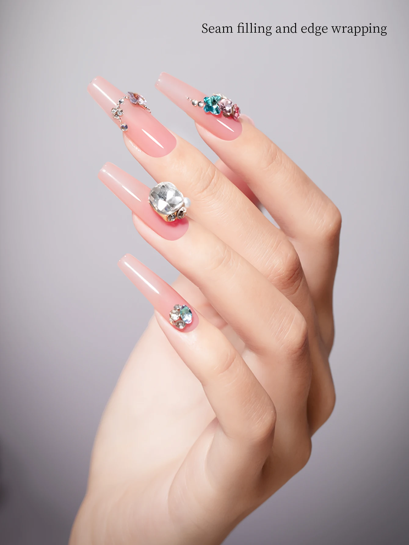 RS ギャップフィリングトップコートジェル、精密ライナーネイルアートブラシ内蔵、ネイルラインストーン接着剤（クロムネイルパウダーラインストーン用）