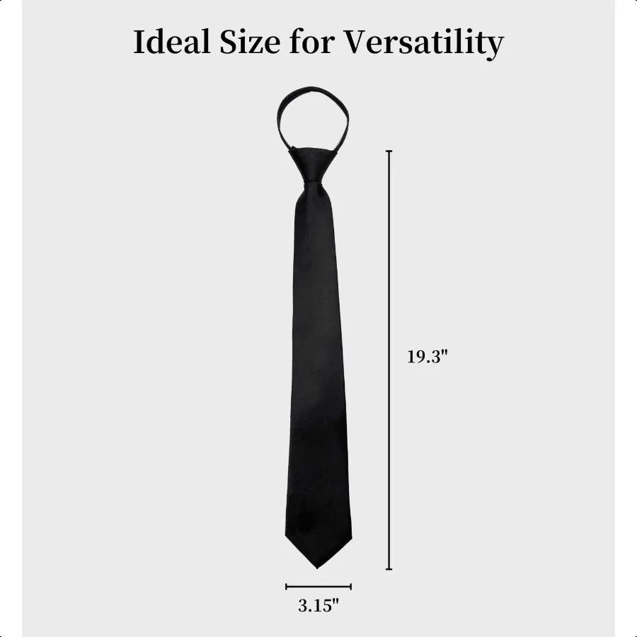 MDSTYLE PreTied Necktie for Men Solid Color Neck Tie with Adjustable Zipper Wedding Business Formal Clip on Ties